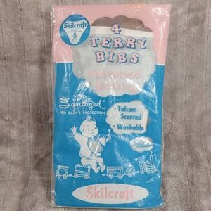 Skilcraft Terry Bibs Baby OS Multicolor Vintage 3 Pack Waterproof Backing Tie
